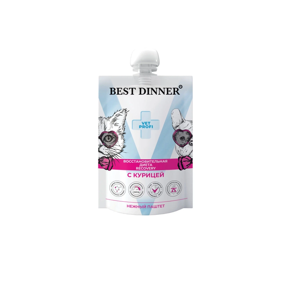 BEST DINNER VET PROFI Recovery Консервы для кошек и собак при истощении, выздоровлении и послеоперационном восстановлении, 85 г