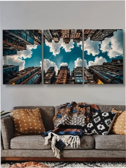 Картина Узкая улица мегаполиса модульная 50x70см 3шт.