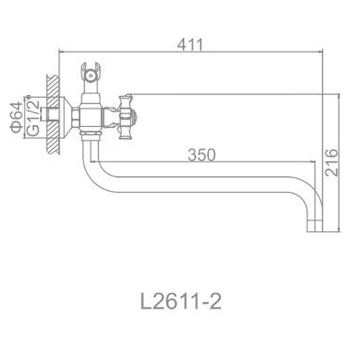 L2611 См-ль д/ванны; круглый излив L7128S; крест "Ledeme"