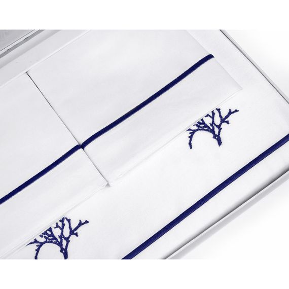 Постельное белье CORALLO NAKISLI  синий  deluxe TIVOLYO HOME Турция