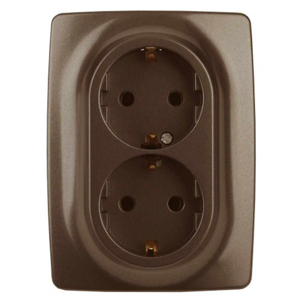 Розетка ЭРА Серия 12 12-2108-13 2X2P+E Schuko со шторками 16A-250В IP20 бронза | Эра 12