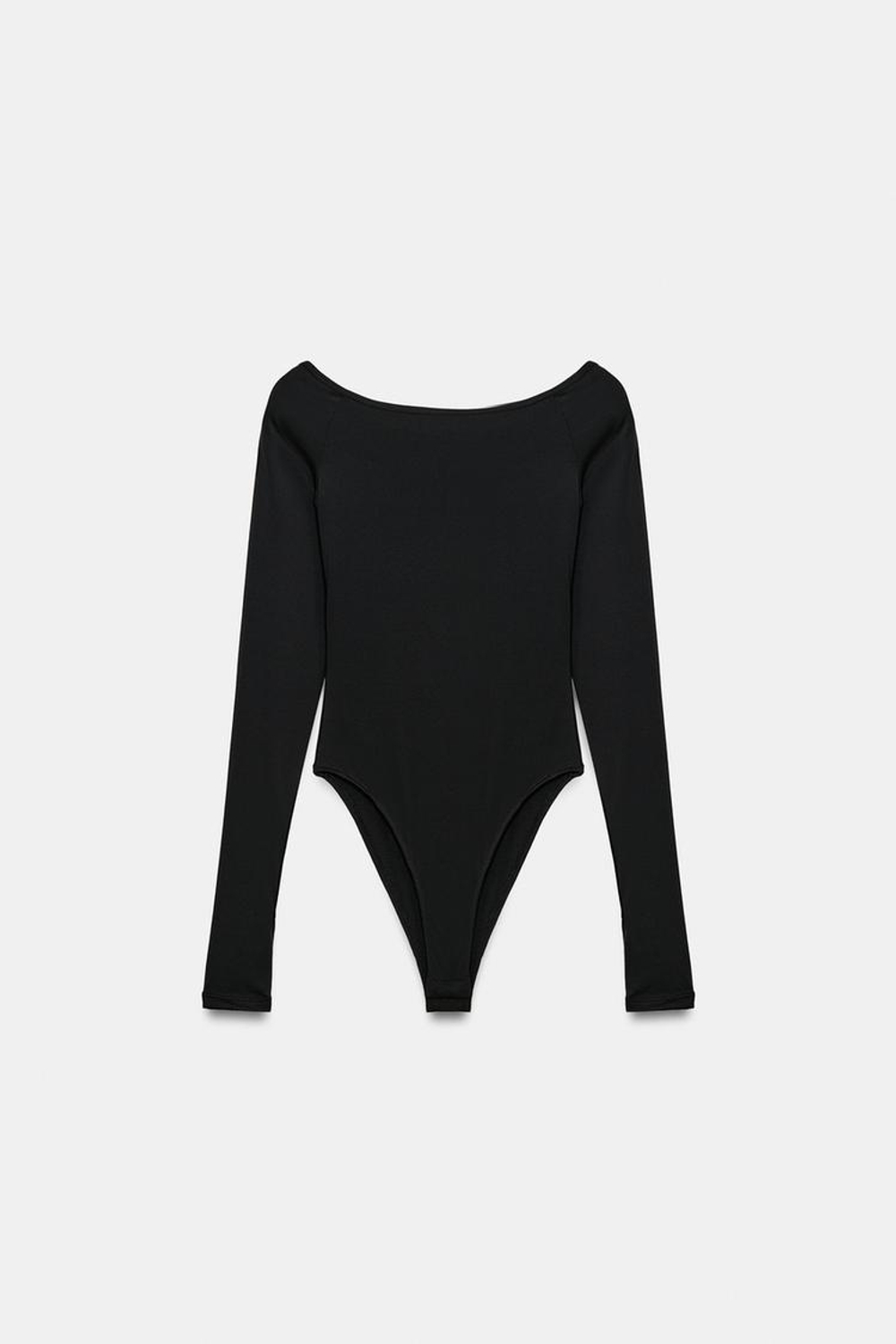 ZARA БОДИ SOFT С ВЫРЕЗОМ «ЛОДОЧКА», ЧЕРНЫЙ