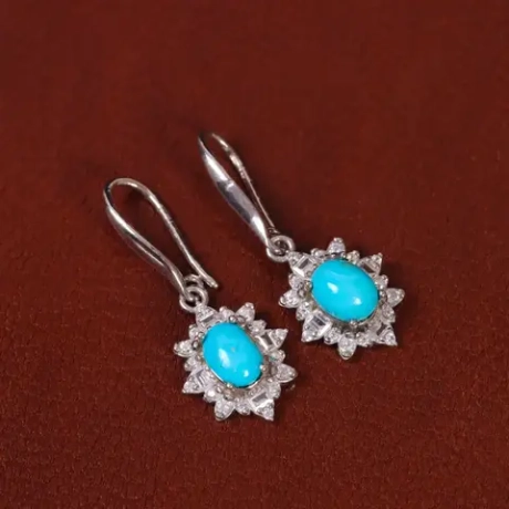 Серебряные серьги с бирюзой Mashahir 35189 Иран