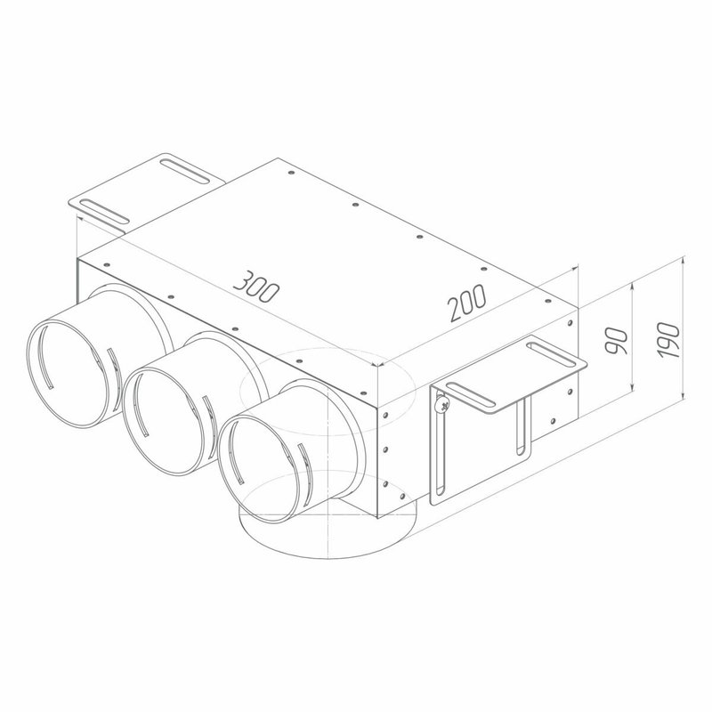 Присоединительная коробка потолочная VPS 125/75×3 на 3 выхода, круглая