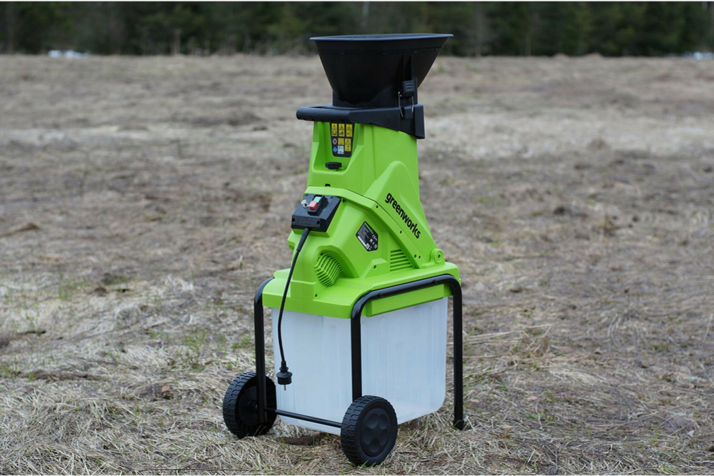 Измельчитель садовый электрический GREENWORKS GACSB, 220V, 2500W, с контейнером (2206707)