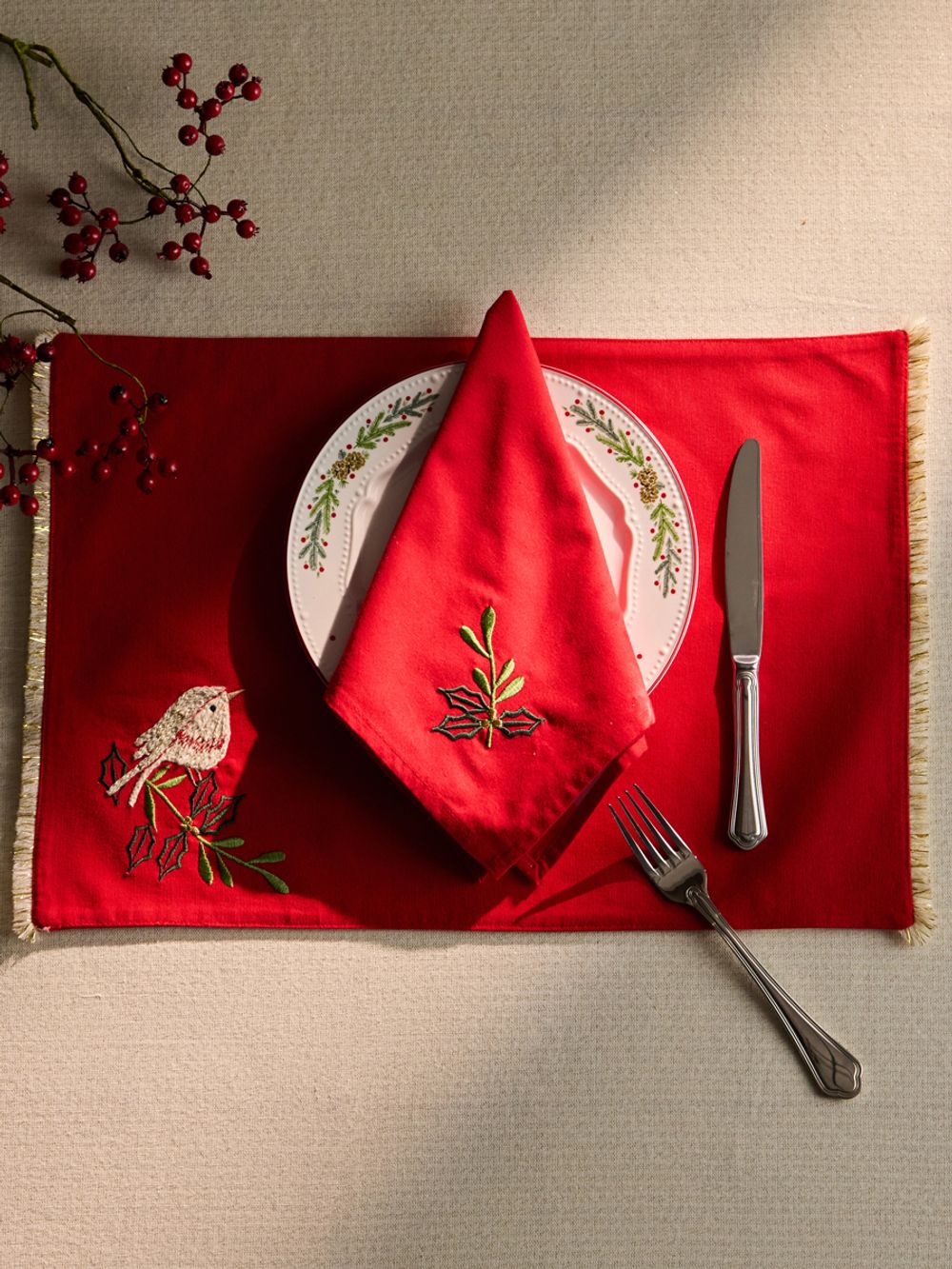 Салфетка под приборы Зима в лесу из коллекции New Year Essential, 33х48 см