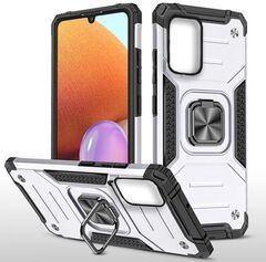 Противоударный чехол для iPhone 11 Pro серебро с пластиной для магнитного автодержателя и кольцом подставкой / чехол для айфон 11 Про Противоударный чехол для iPhone 11 Pro серебро с пластиной для магнитного автодержателя и кольцом подставкой / чехол для айфон 11 Про