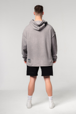 Кофта WASHED-OFF OVERSIZED PULLOVER HOODIE NO BS 371 Светло-Серая