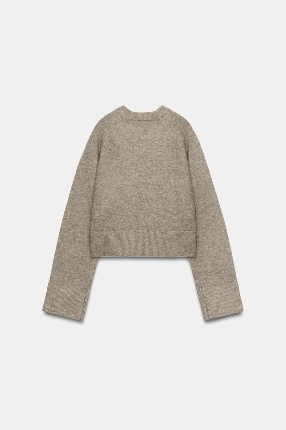 ZARA СВИТЕР ИЗ МЯГКОГО ТРИКОТАЖА, СЕРОВАТО-КОРИЧНЕВЫЙ
