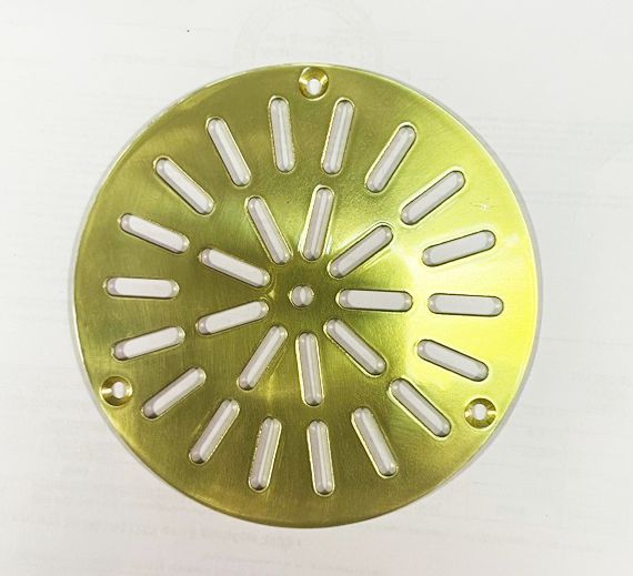 Решетка напольная круглая d 125мм из латуни, снежинка