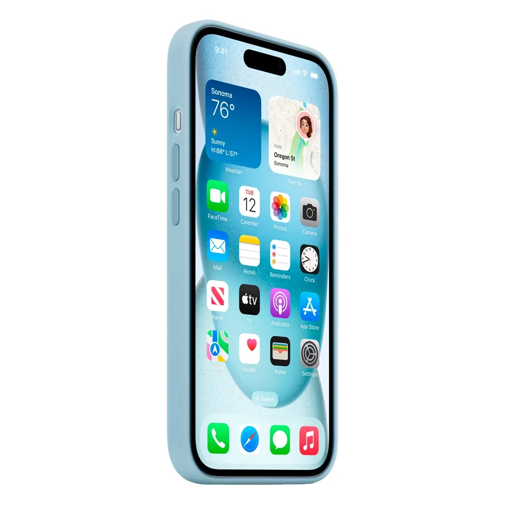 Силиконовый чехол с поддержкой MagSafe Apple Silicone Case для iPhone 15, Light Blue (Светло-голубой)