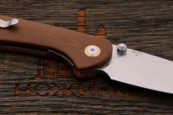 Нож складной CJRB J1912-BNC Feldspar, клинок 89мм, сталь D2, рукоять G10 коричневый