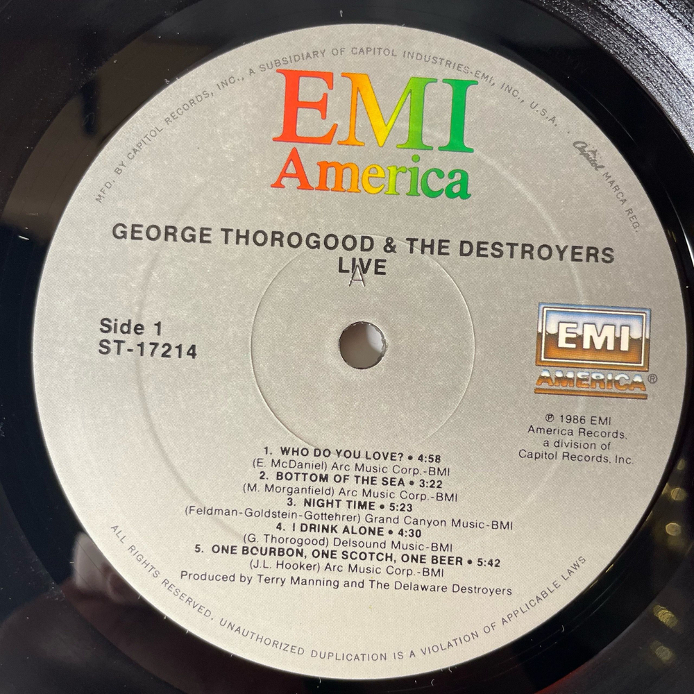 Винтажная виниловая пластинка LP George Thorogood and The Destroyers, Live (США 1987) Bottom Of The Sea