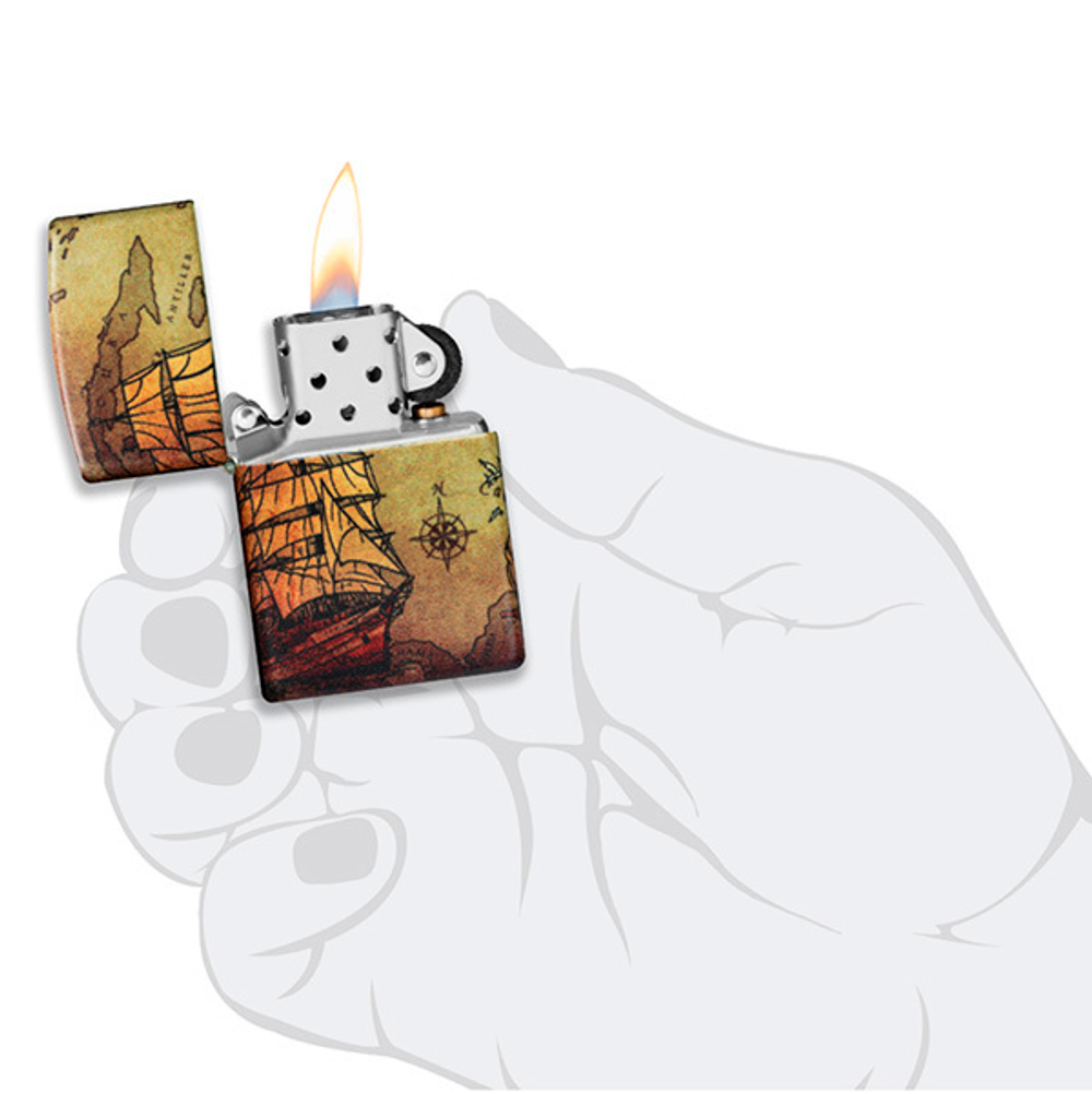 Зажигалка Zippo Pirate Ship с покрытием White Matte
