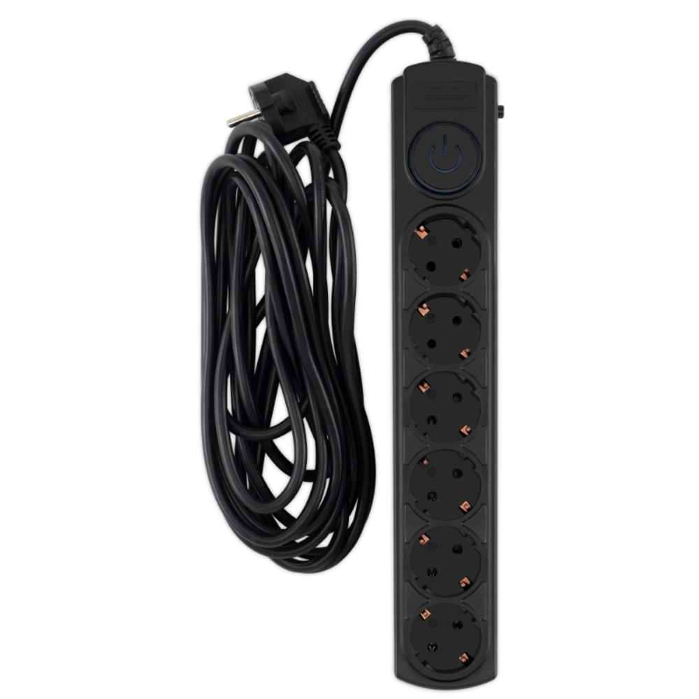Сетевой фильтр Ippon BK-6-EU-5-10-B, 5м, черный