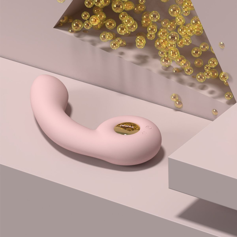 Розовый вибростимулятор точки G с нагревом Bendable Heating G-Spot Vibrator