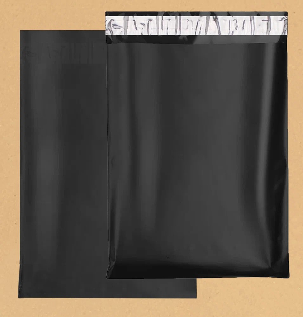 Курьерские пакеты ЭКО черные 190x240+40, УПАКОВКА 100 ШТУК