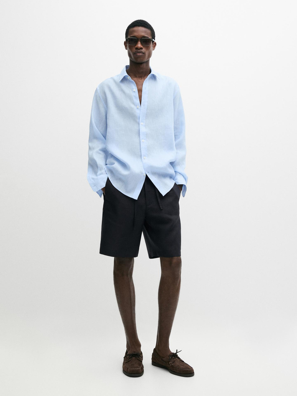 Massimo Dutti Короткие шорты из 100% льна, темно-синий