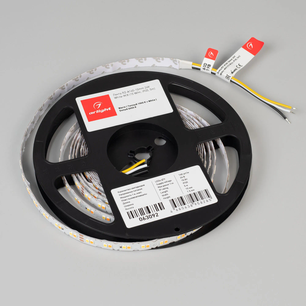Светодиодная лента RZ-A140-10mm 24V White-MIX (15 W/m, IP20, 5m) (Arlight, Изменяемая ЦТ) 063092