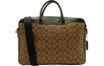 COACH Beckett Coated Canvas With Calfskin Briefcase Large Men"s Dark Khaki & Black