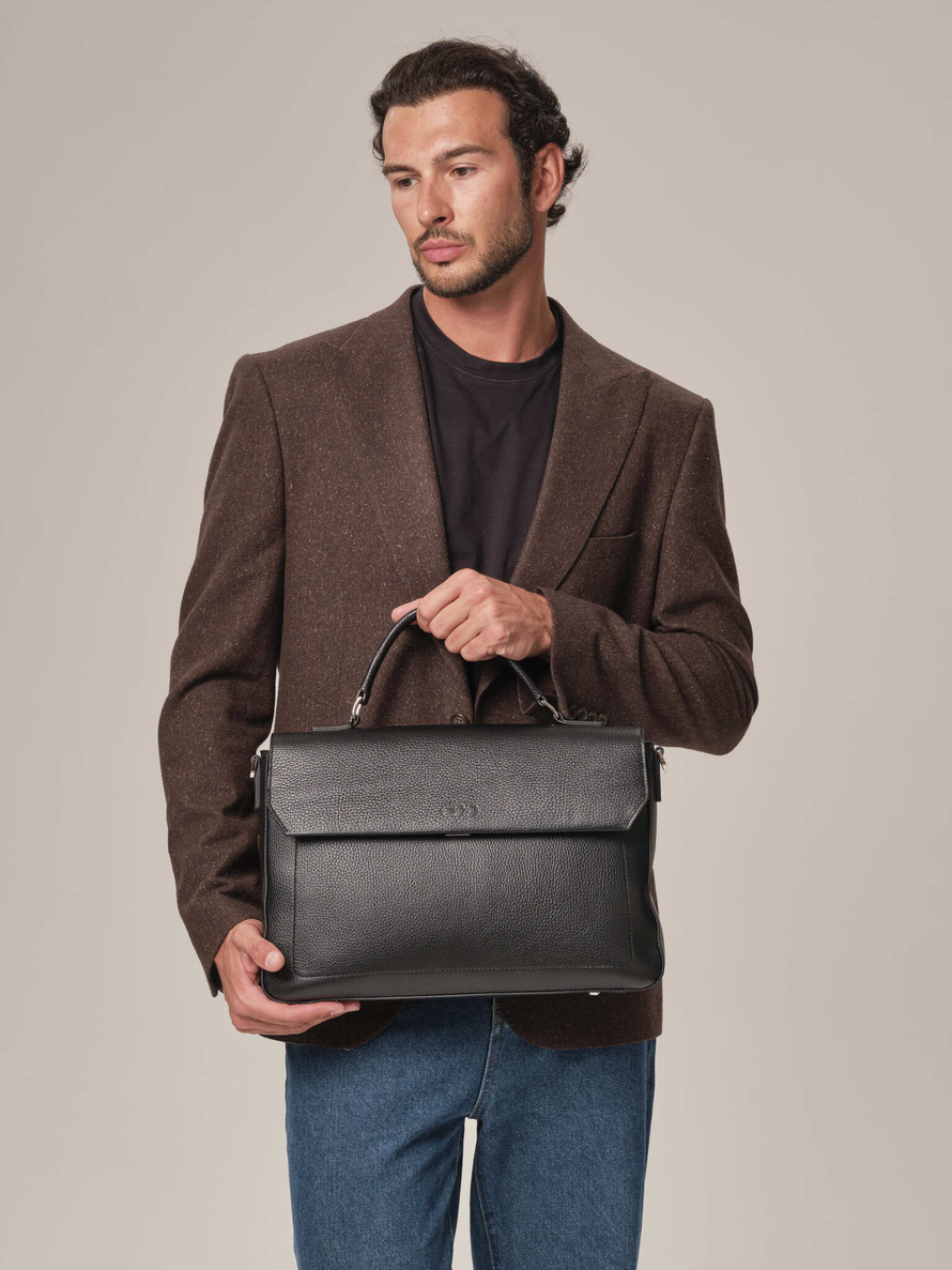 Мужская кожаная сумка Levi DBR 7115 черный