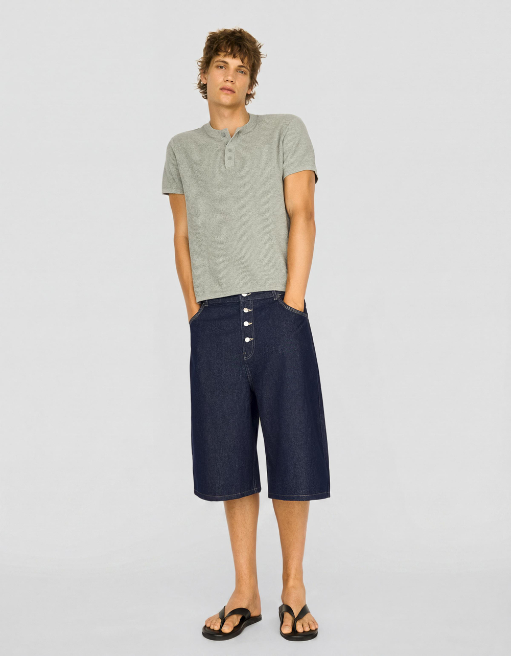 Мужские джинсовые бермуды barrel fit - BERSHKA