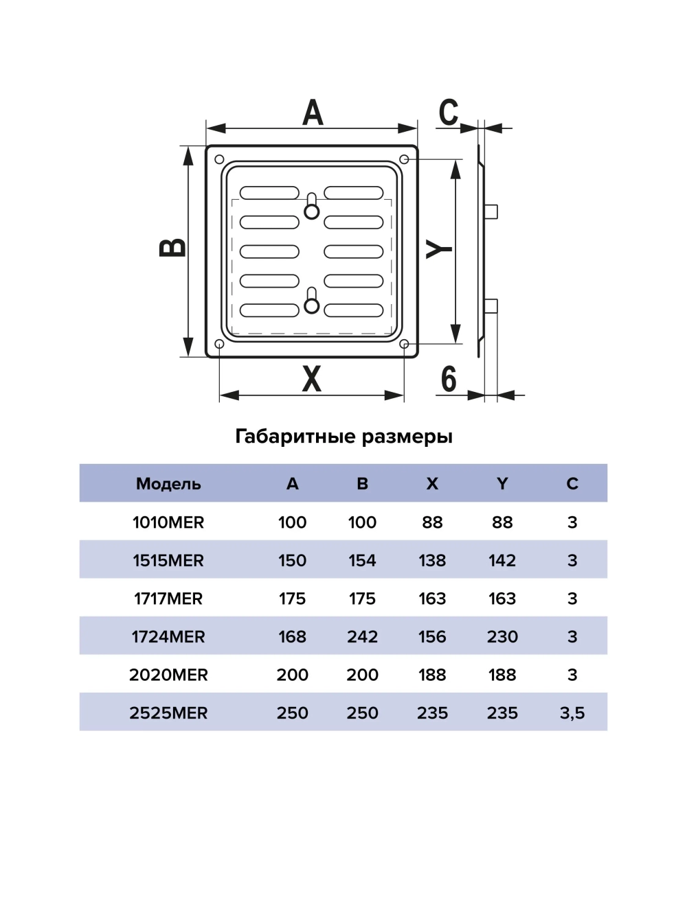 Решетка 1515MER метал. регулир. Black