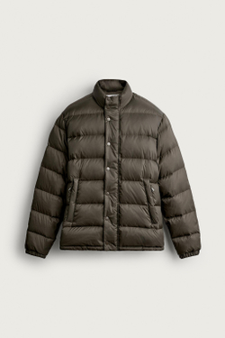 ZARA ПУХОВИК 80% ПУХА, 20% ПЕРА WATER REPELLENT, ЧЕРНЫЙ/КОРИЧНЕВЫЙ