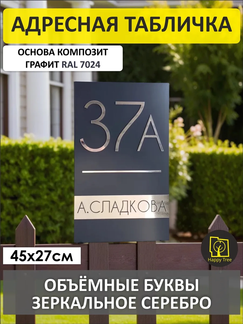 Адресная табличка на дом с объемными буквами