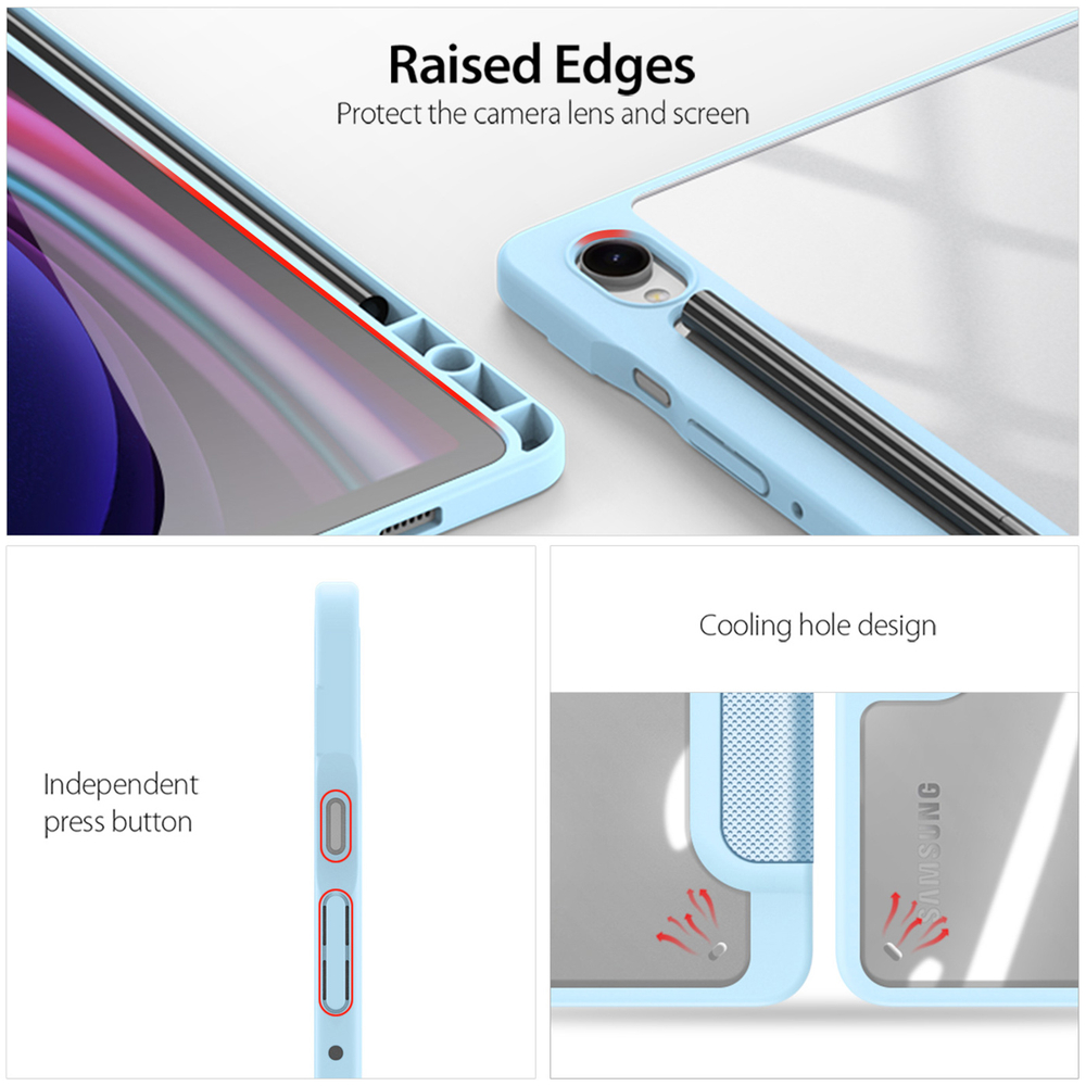 Чехол книжка синего цвета для планшета Samsung Tab S10 Lite, Tab S10 FE, Tab S9, Tab S9 FE, серия Toby Series Case от Dux Ducis