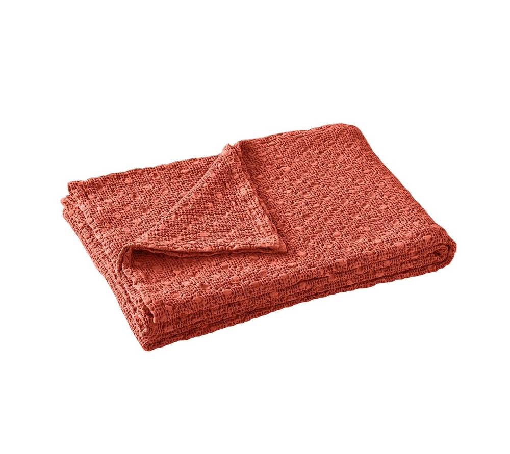 Покрывало EVEREST TERRACOTA теракотовый пике Blanc des Vosges 180x260 Терракотовый