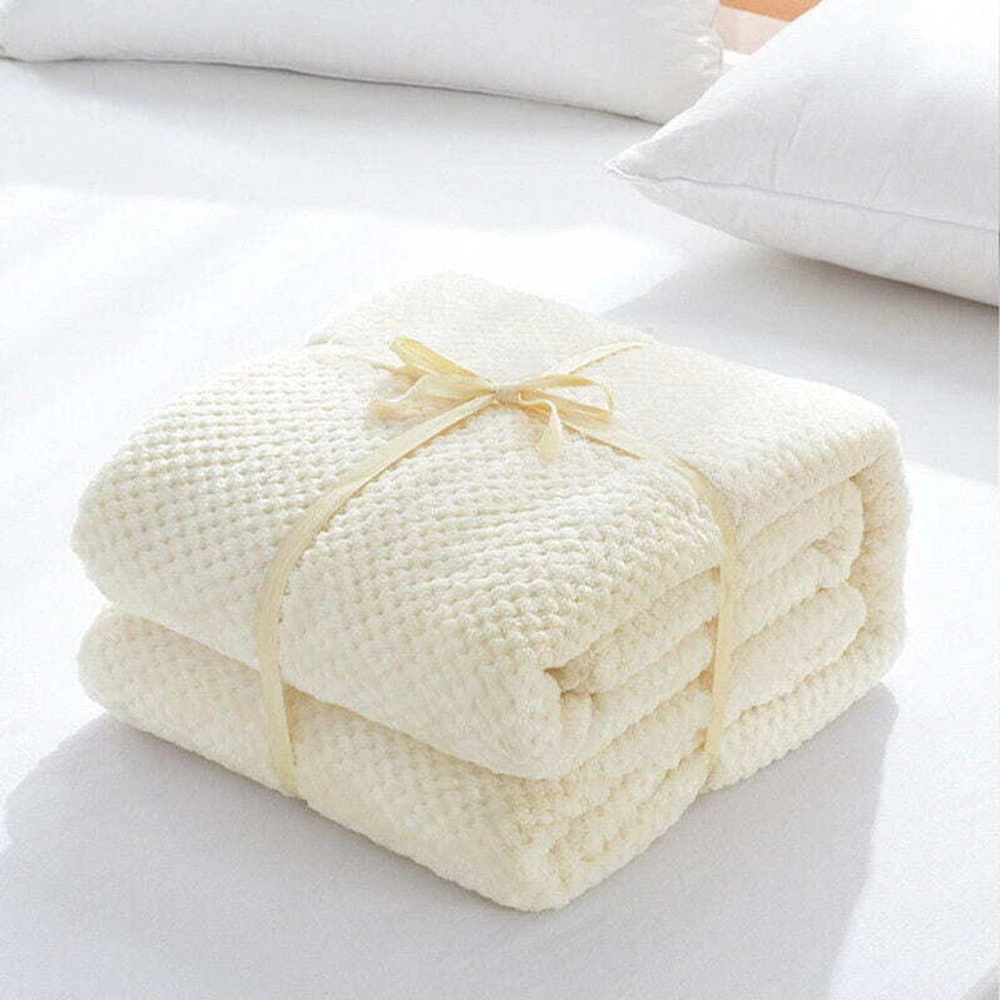 Плед велсофт, 180 х 200 см, молочный