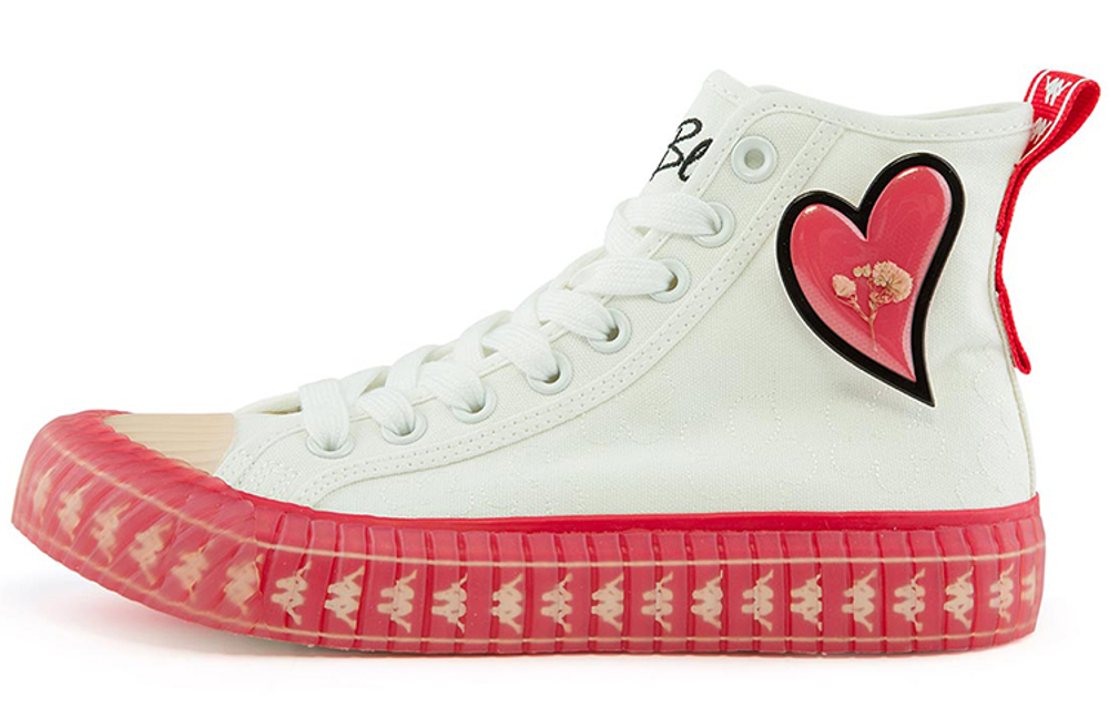 Kappa Slip Resistant Abrasion Resistant High top Canvas Shoes Women"s Pink White