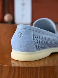 Лоферы Loro Piana Summer Walk голубого цвета с плетением