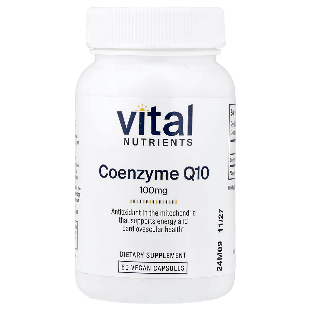 Vital Nutrients, коэнзим Q10, 100 мг, 60 веганских капсул