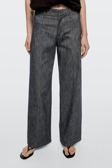 Massimo Dutti Брюки с широкими штанинами под деним, индиго