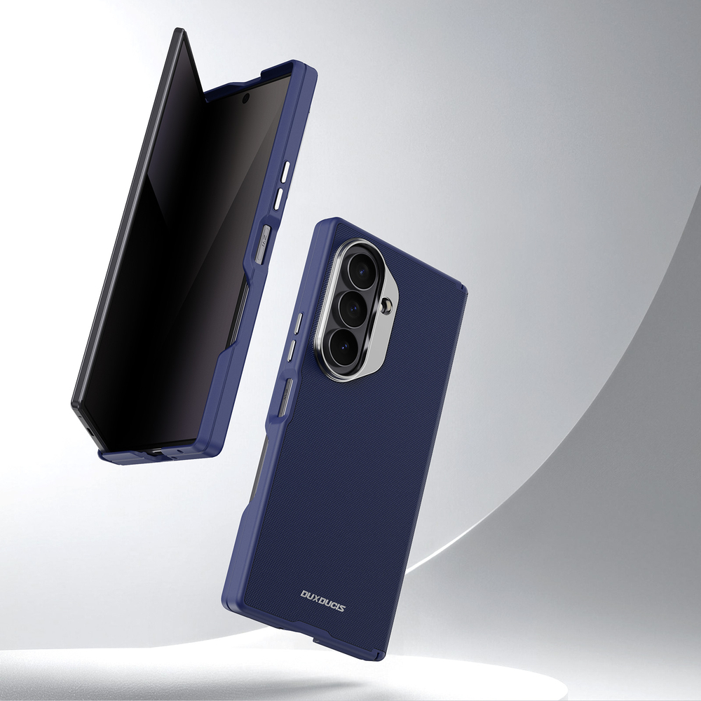 Чехол с вставками синего цвета из искусственной кожи для Samsung Galaxy Z Fold 8 Ultra, серия Vyne Series Case от Dux Ducis