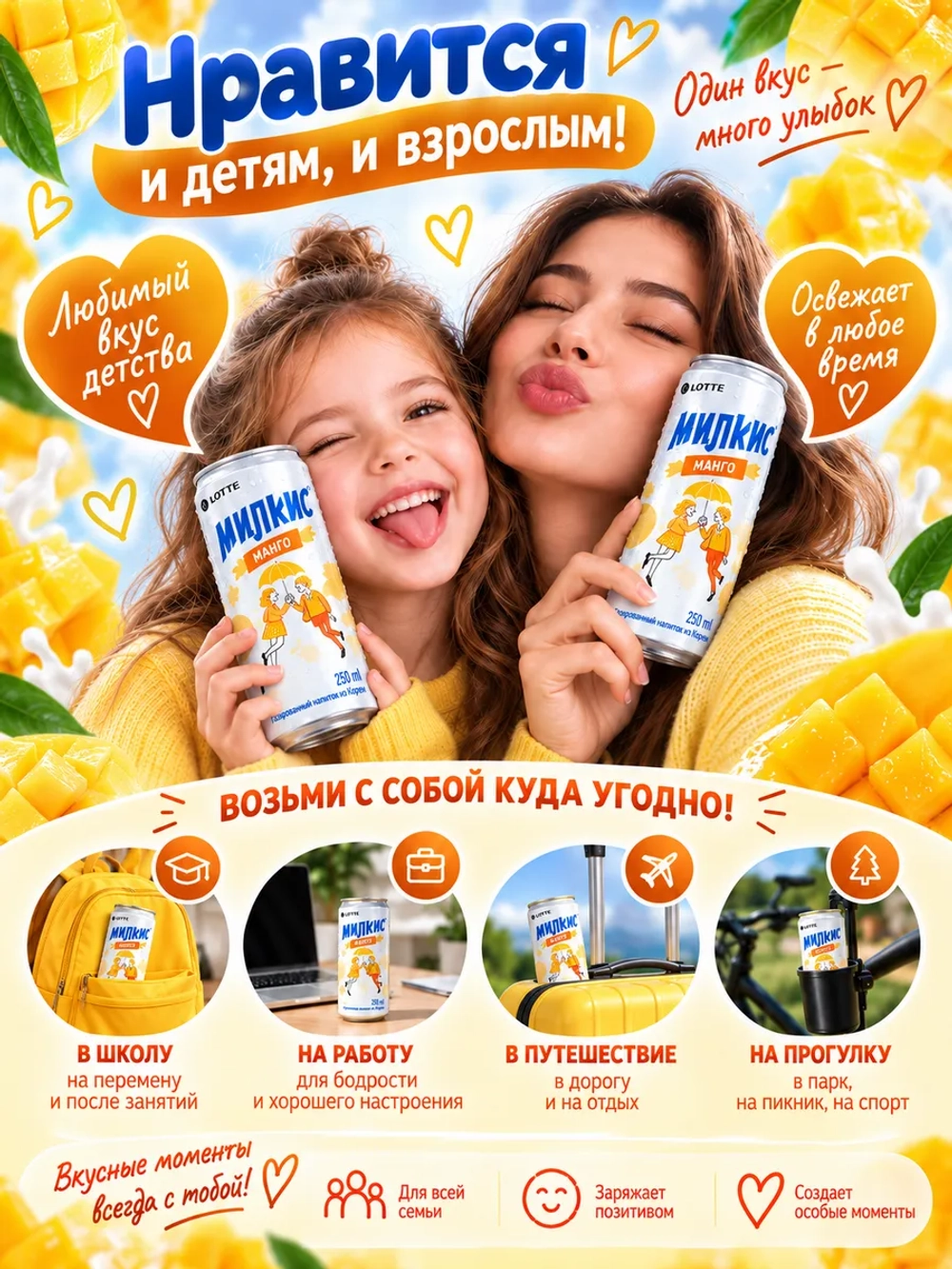 Напиток Милкис со вкусом Манго 250 мл * 6 шт
