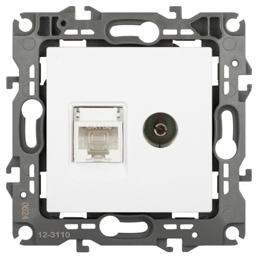 Розетка ЭРА Серия 12 12-3110-01М комбинированная RJ45+TV, белый матовый | Эра 12