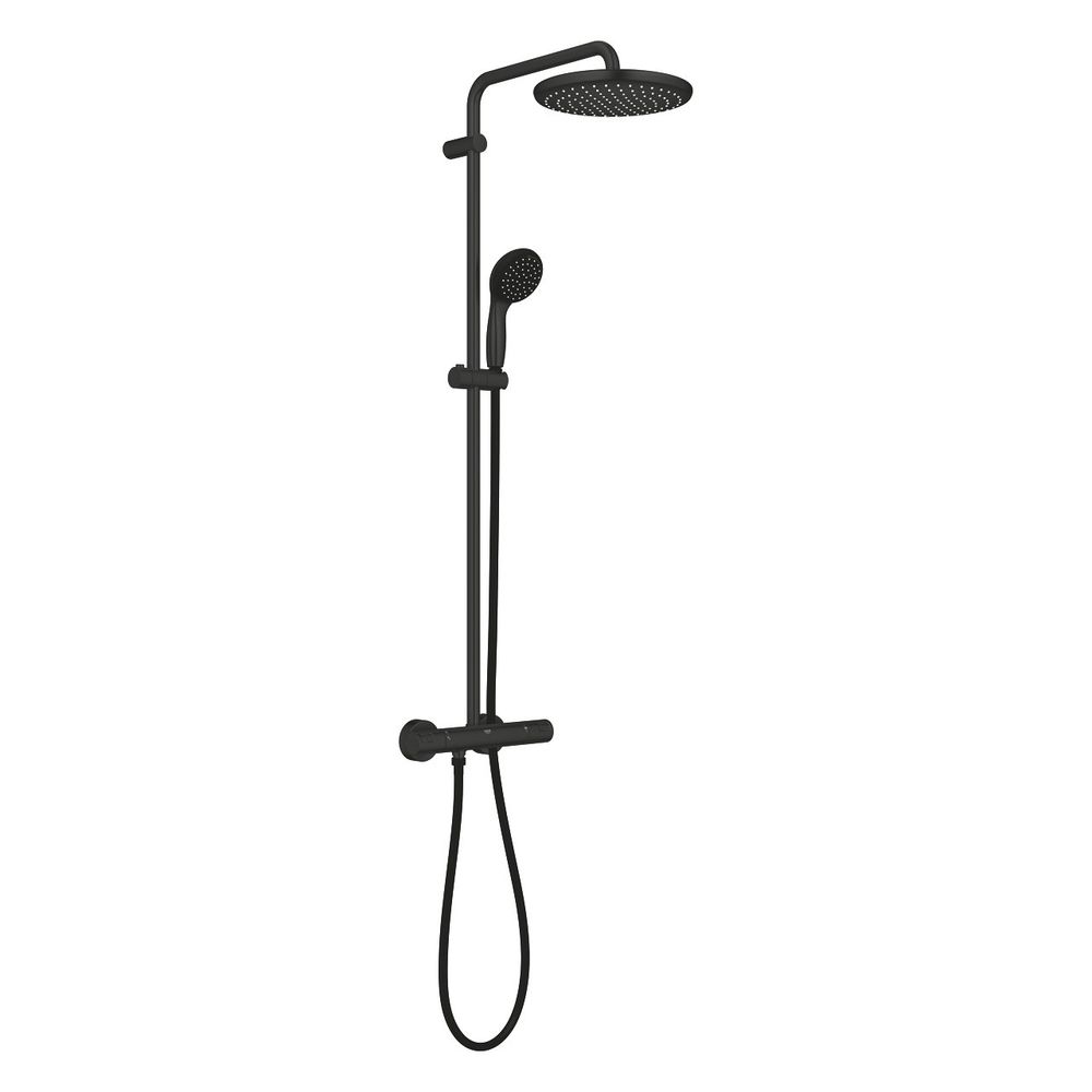 Душевая система с термостатом GROHE Vitalio Start 250 (круглый верхний душ Ø250, 1 режим струи, 9.5 л/мин), руч.душ 5.7 л/мин, цвет Матовый чёрный, (2 Душевая система с термостатом GROHE Vitalio Start 250 (круглый верхний душ Ø250, 1 режим струи, 9.5 л/мин), руч.душ 5.7 л/мин, цвет Матовый чёрный, (2