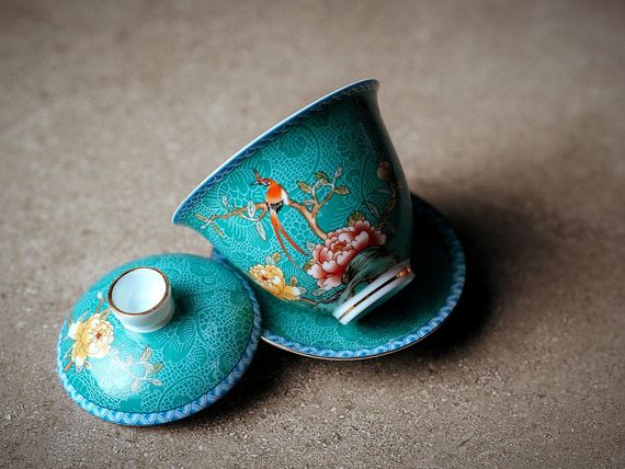 Gaiwan „Nia Yu Hua Xiang”, 160 ml., porcelana, szmaragd