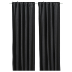 IKEA ANNAKAJSA  (ИКЕА АННАКАЙСА)  -  Шторы блэкаут, 1 пара - антрацит/на тесьме 145x300 см