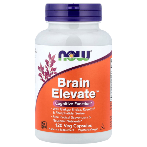 NOW Foods, Brain Elevate™, добавка для поддержки работы мозга, 120 растительных капсул