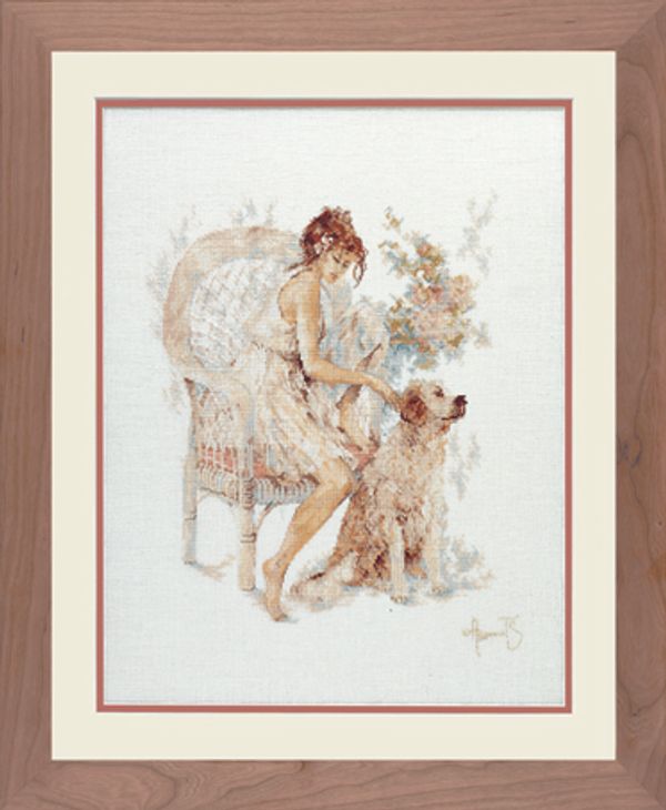 Набор для вышивания нитками Lanarte, Girl In Chair With Dog, 39х49 см