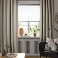 IKEA VILBORG  (ИКЕА ВИЛБОРГ)  -  Шторы затемняющие, 1 пара - бежевые/на ленте 145x300 см
