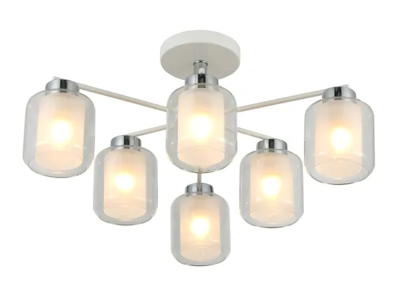 Люстра потолочная Rilon 07625/6 WHITE+CHROME, 6×40 Вт, хромированная и белая
