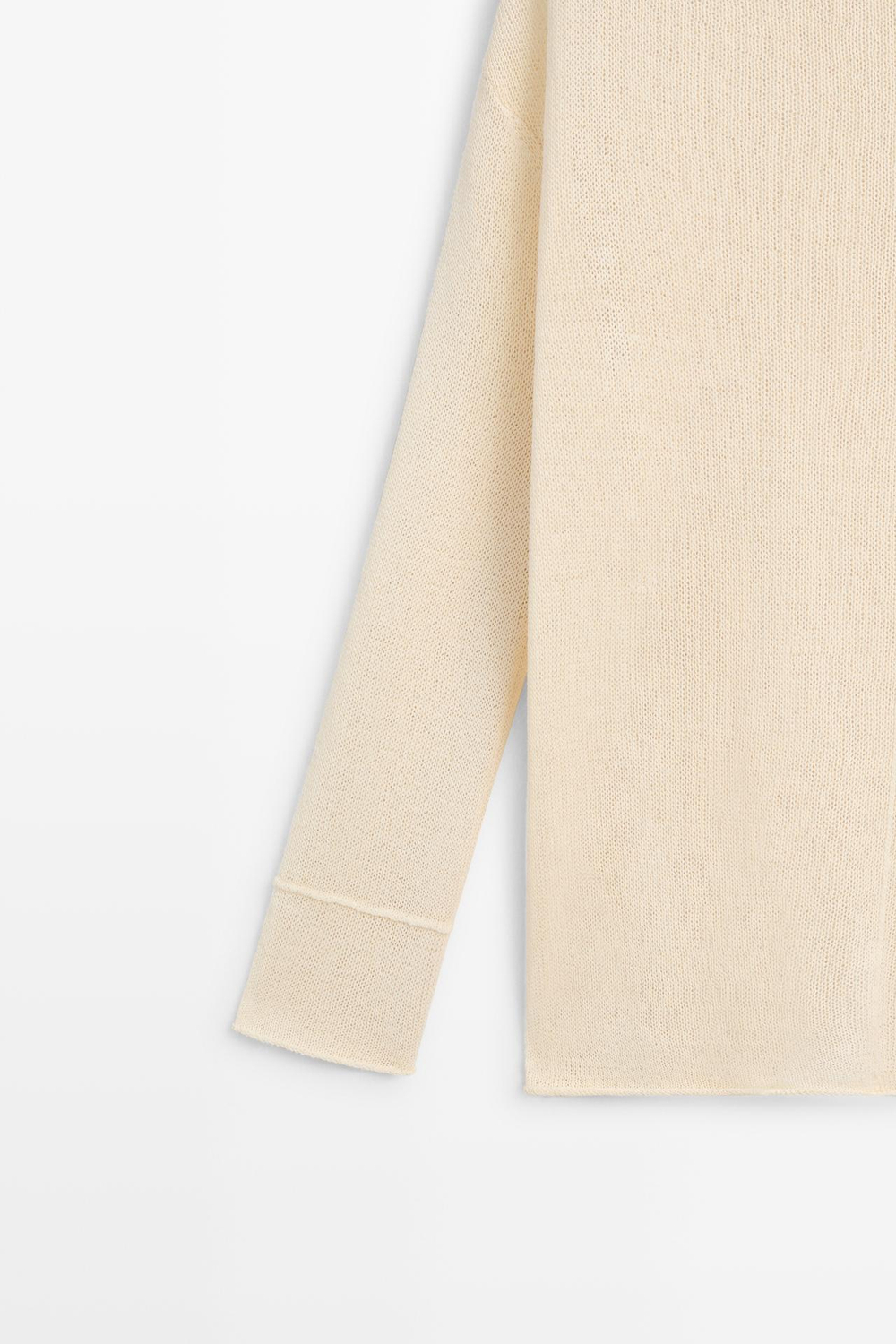 Massimo Dutti Хлопковый вязаный свитер с ажурной отделкой, кремовый