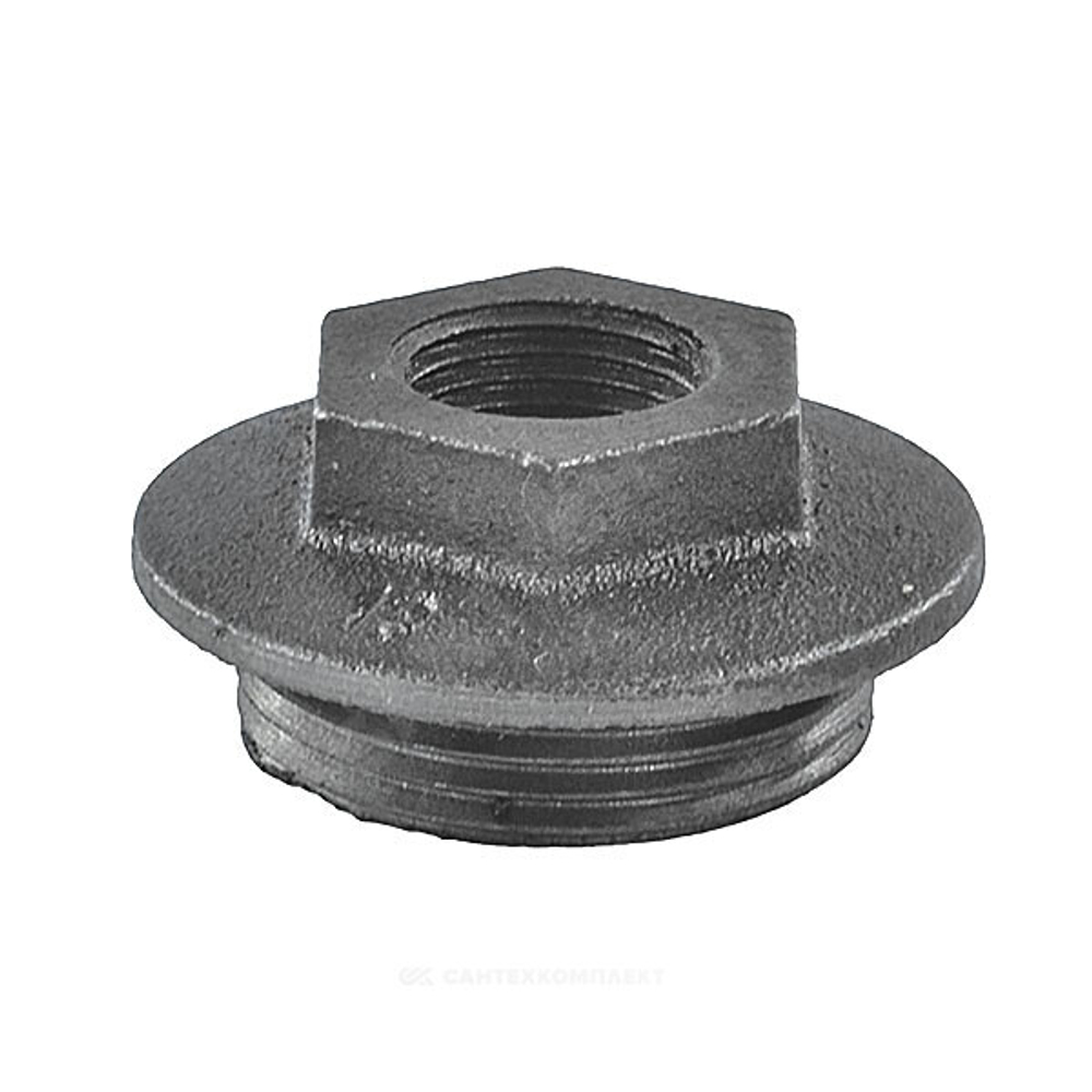 Заглушка (пробка) проходная 1 1/4"x1/2" левая резьба для чугунных радиаторов CRMTCLB