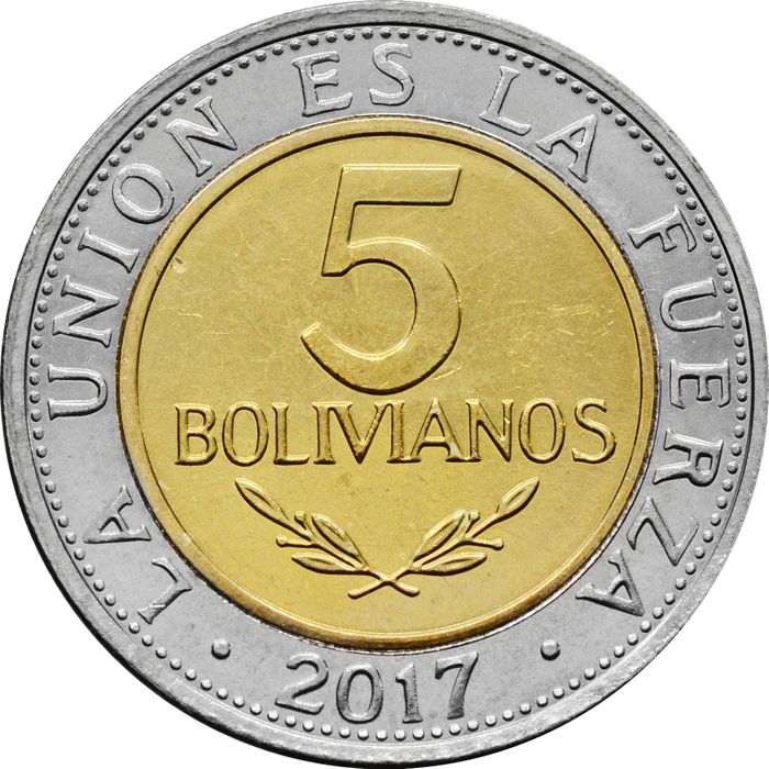 5 боливиано 2017 Боливия
