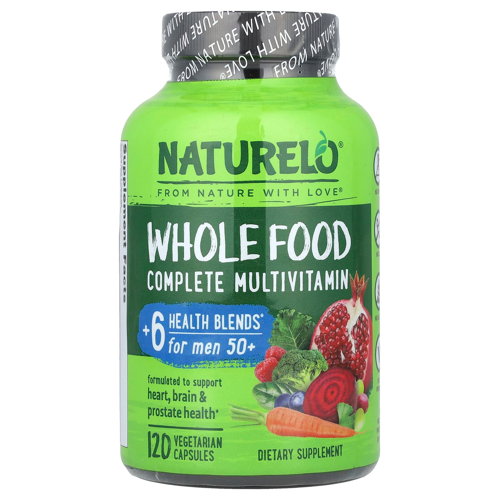 NATURELO, Мультивитаминный комплекс из цельных продуктов, для мужчин старше 50 лет, 120 вегетарианских капсул